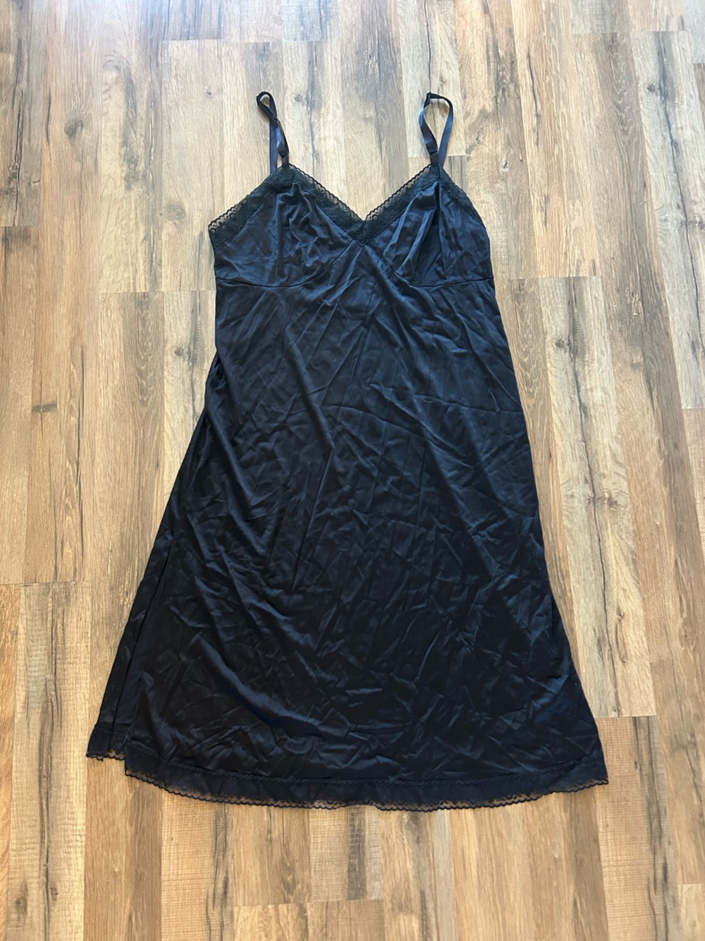 vassarette Black Lace Trim Slip